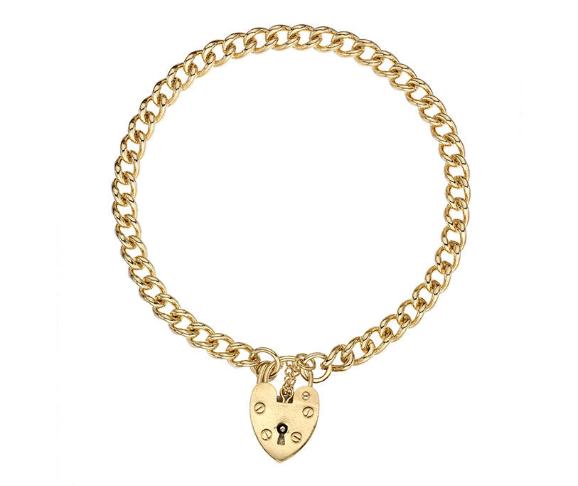 9ct Gold Curb link Charm Bracelet (s62)