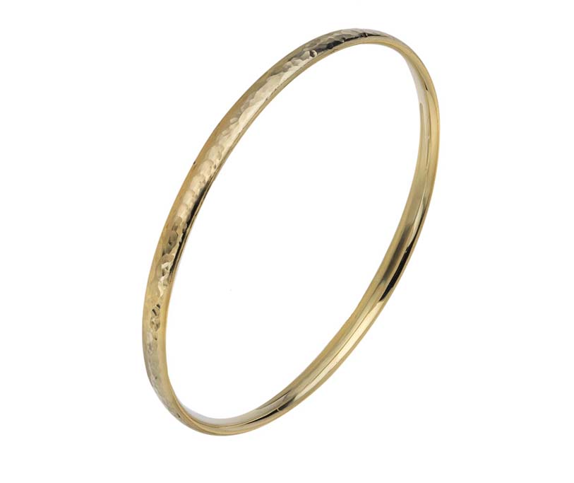 9ct Gold Court Hammered Bangle (sc2)