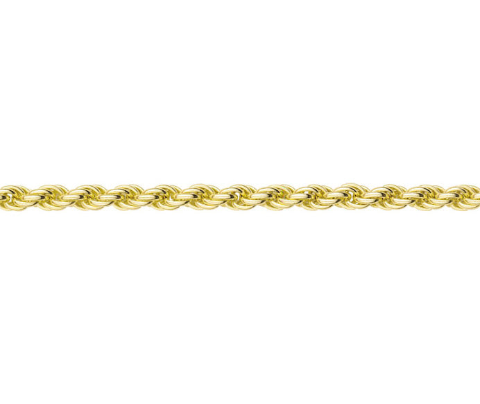 9ct Gold 3.00mm Solid Rope Bracelet (s60)