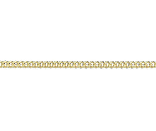 9ct Gold 2.45mm Filed Curb Chain (s28)