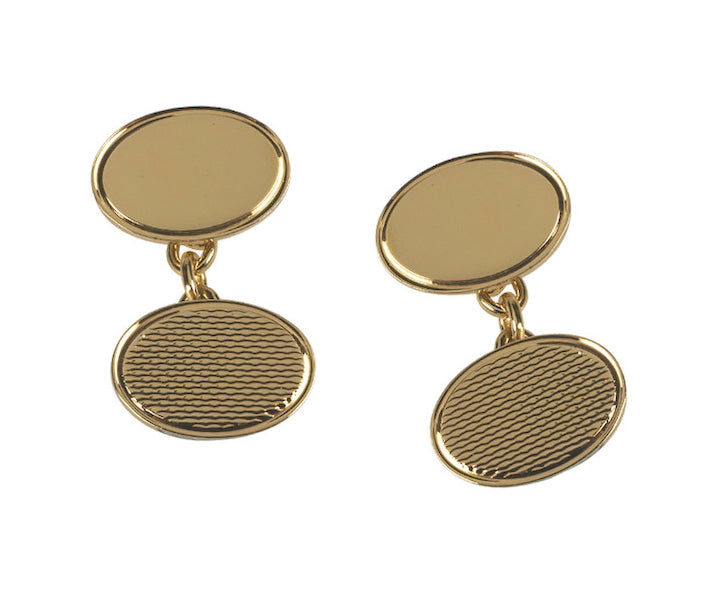 9ct Gold Oval Patterned Cufflinks (S04)