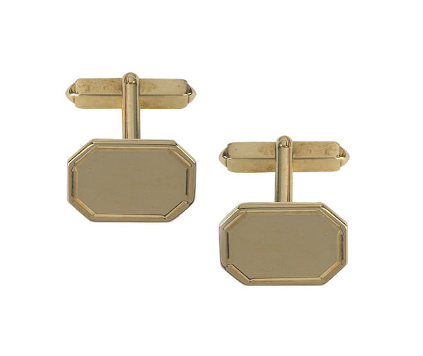 9ct Gold Plain Cufflink (S07)