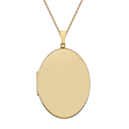 9ct Gold Oval Locket with Chain (s1)