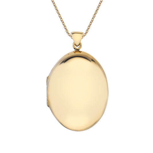 9ct Gold Puffed Oval Locket with Chain (s19)