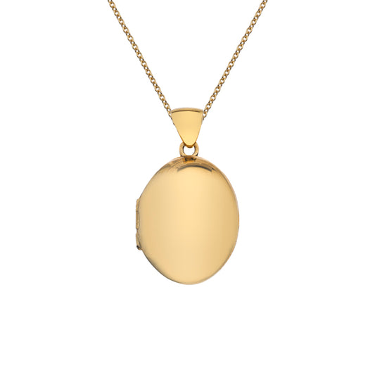 9ct Gold Puffed Oval Locket with Chain (s20)