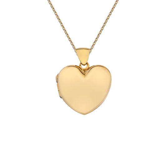 9ct Gold Puffed Heart Locket with Chain (21)