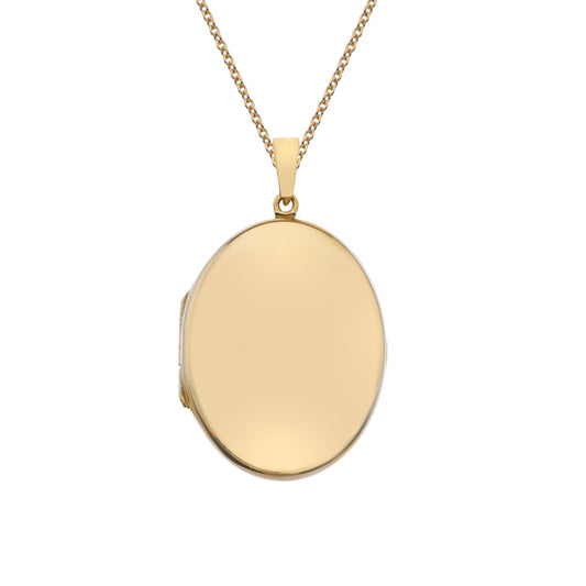 9ct Gold  Oval Locket with Chain (s3)